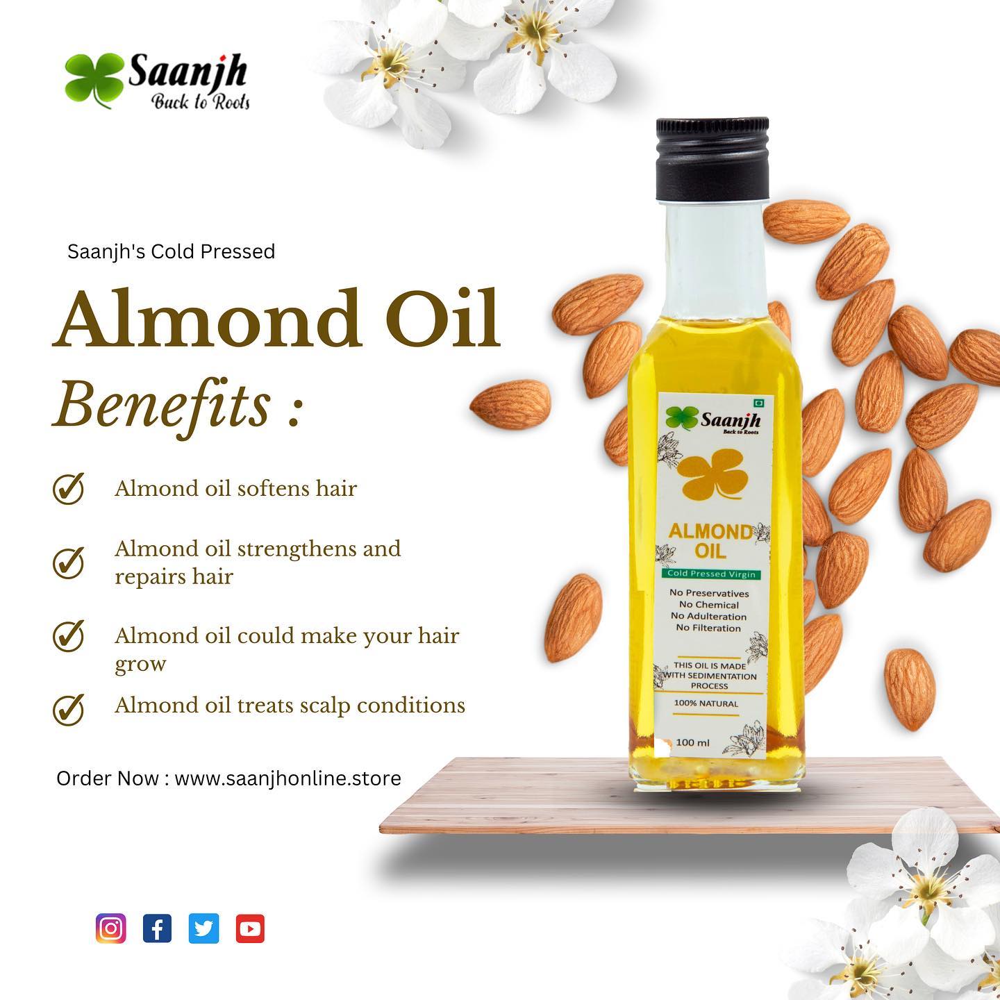 Saanjh Cold Pressed Almond Oil